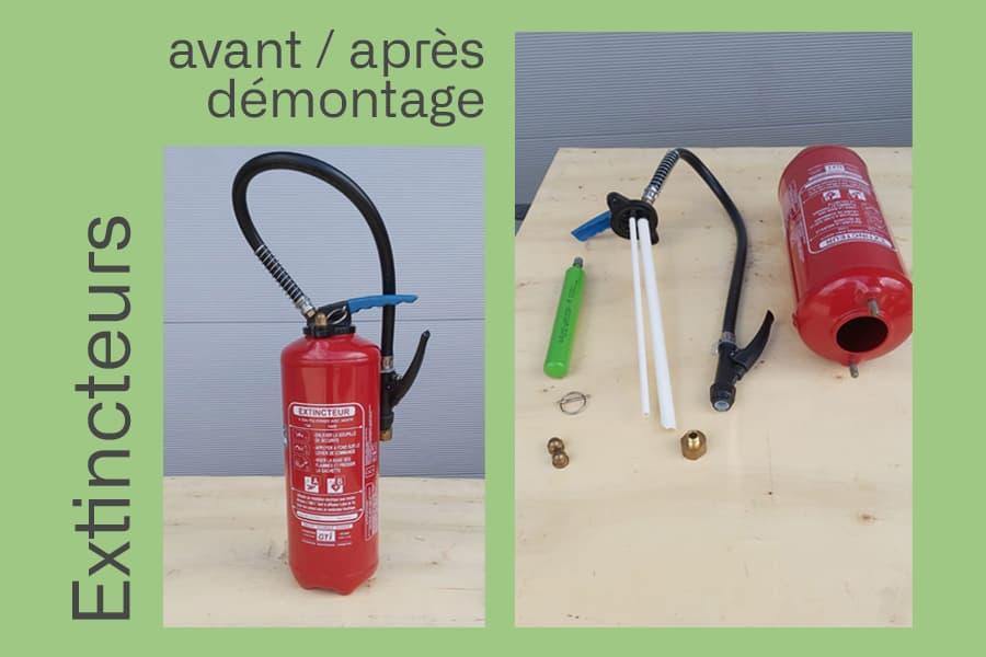 Extincteurs avant/après démontage